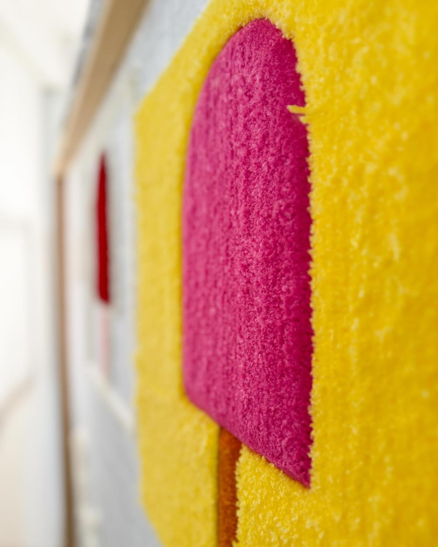 Hand-tufted wall art. Ice cream yellow pink. 50x50