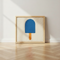 Hand-tufted wall art. Ice cream blue in wooden frame. 50x50 cm.